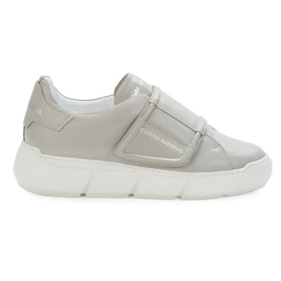 COSTUME NATIONAL Leather Touch-Strap Platform SNEAKERS Size 38 7.5 Gray NEW $425 - Picture 2 of 14